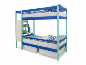 Двухъярусная кровать Svogen с ящиками и бортиком мятно-синий в Кунгуре - kungur.magazinmebel.ru | фото - изображение 4
