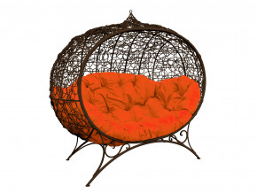 Кокон Улей на ножках с ротангом оранжевая подушка в Кунгуре - kungur.magazinmebel.ru | фото