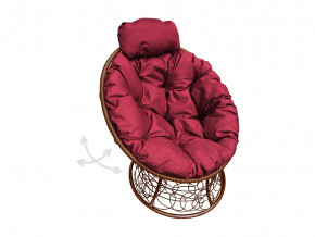 Кресло Папасан мини пружинка с ротангом бордовая подушка в Кунгуре - kungur.magazinmebel.ru | фото - изображение 1