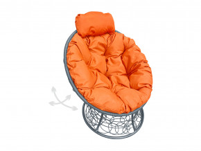 Кресло Папасан мини пружинка с ротангом оранжевая подушка в Кунгуре - kungur.magazinmebel.ru | фото