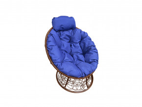 Кресло Папасан мини с ротангом синяя подушка в Кунгуре - kungur.magazinmebel.ru | фото
