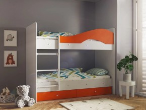 Кровать 2-х ярусная Мая с ящиками на латофлексах белый-оранж в Кунгуре - kungur.magazinmebel.ru | фото - изображение 1