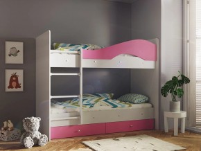 Кровать 2-х ярусная Мая с ящиками на латофлексах белый-розовый в Кунгуре - kungur.magazinmebel.ru | фото