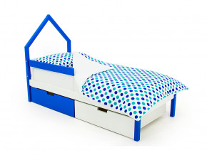 Кровать-домик мини Svogen с ящиками и бортиком сине-белый в Кунгуре - kungur.magazinmebel.ru | фото - изображение 1