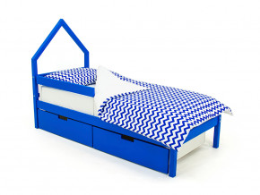 Кровать-домик мини Svogen с ящиками и бортиком синий в Кунгуре - kungur.magazinmebel.ru | фото