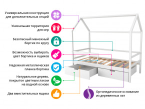 Кровать-домик Svogen с фото с ящиками и бортиком белый/барашки в Кунгуре - kungur.magazinmebel.ru | фото - изображение 2