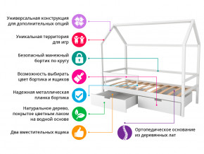 Кровать-домик Svogen с ящиками и бортиком графит-белый в Кунгуре - kungur.magazinmebel.ru | фото - изображение 2