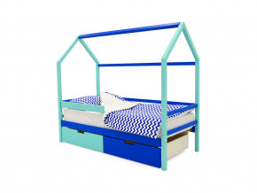 Кровать-домик Svogen с ящиками и бортиком мятно-синий в Кунгуре - kungur.magazinmebel.ru | фото - изображение 1
