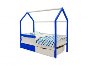 Кровать-домик Svogen с ящиками и бортиком сине-белый в Кунгуре - kungur.magazinmebel.ru | фото - изображение 1
