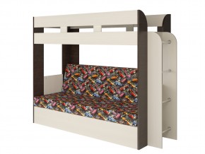 Кровать двухъярусная Карамель 75 венге ткань машинки в Кунгуре - kungur.magazinmebel.ru | фото - изображение 1