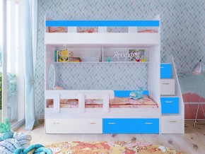 Кровать двухъярусная Юниор 1 винтерберг-белый с голубым в Кунгуре - kungur.magazinmebel.ru | фото