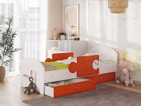 Кровать Мозаика с ящиком и бортиками на ламелях белый-оранж в Кунгуре - kungur.magazinmebel.ru | фото