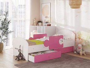 Кровать Мозаика с ящиком и бортиками на ламелях белый-розовый в Кунгуре - kungur.magazinmebel.ru | фото - изображение 1