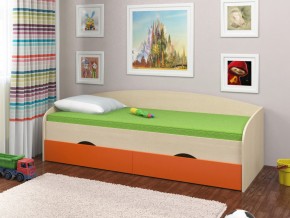 Кровать Соня 2 дуб молочный-оранжевый в Кунгуре - kungur.magazinmebel.ru | фото