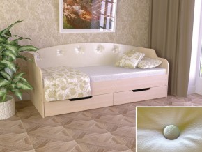 Кровать Юниор Тип 2 дуб молочный-белый перламутр 800х1600 в Кунгуре - kungur.magazinmebel.ru | фото - изображение 1