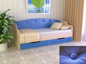 Кровать Юниор Тип 2 дуб молочный/синий 800х1600 в Кунгуре - kungur.magazinmebel.ru | фото