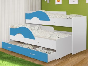 Кровать выкатная Радуга с ящиком 80х160 белая-голубой в Кунгуре - kungur.magazinmebel.ru | фото - изображение 1