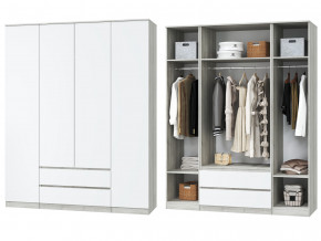 Шкаф для одежды четырехдверный Лори дуб серый, белый в Кунгуре - kungur.magazinmebel.ru | фото