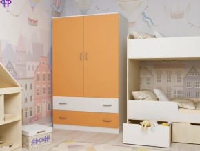 Шкаф двухстворчатый белый-оранж в Кунгуре - kungur.magazinmebel.ru | фото - изображение 1