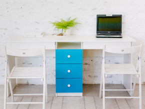Стол письменный двухместный В 5 голубой в Кунгуре - kungur.magazinmebel.ru | фото - изображение 1